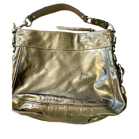 Coach Shoulder Bag Purse Handbag 17x11x4.5 12778 Patent Leather Buckle Detail Pe - Picture 1 of 7